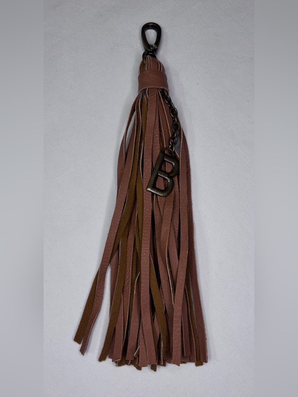 Faux Leather Tassel Bag Charm - Brown”B”